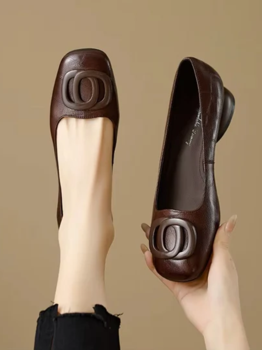 Ornella | Opium Leather Ballet Flats