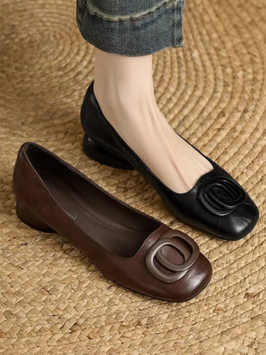 Ornella | Opium Leather Ballet Flats