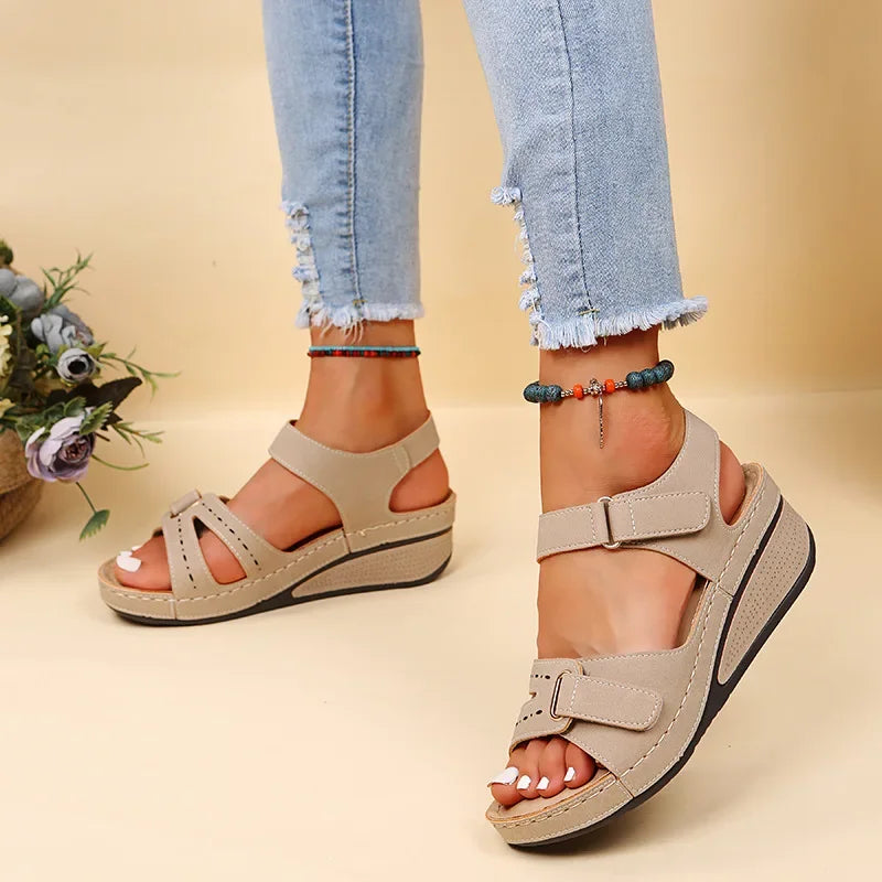 LUNA | ADJUSTABLE COMFORT ROMAN WEDGE SANDALS