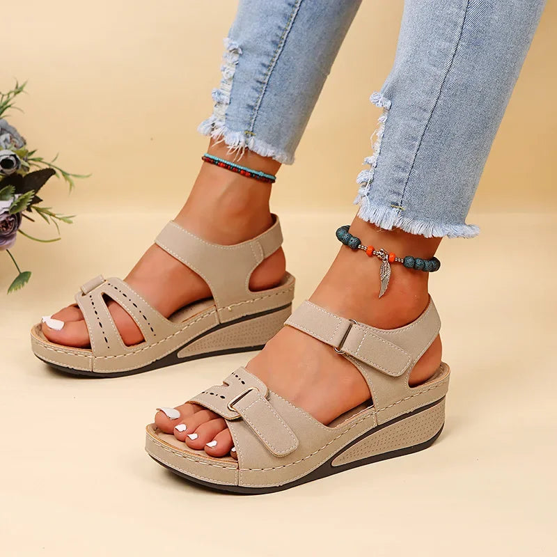 LUNA | ADJUSTABLE COMFORT ROMAN WEDGE SANDALS
