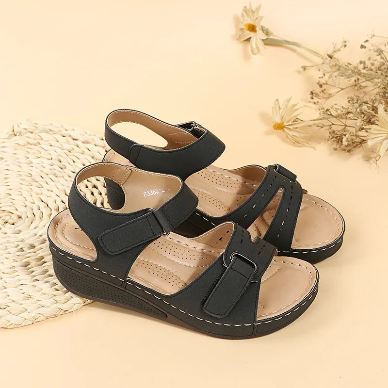 LUNA | ADJUSTABLE COMFORT ROMAN WEDGE SANDALS