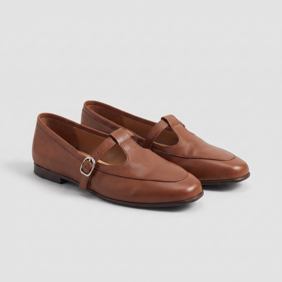Sofia vintage Mary Jane flats in brown