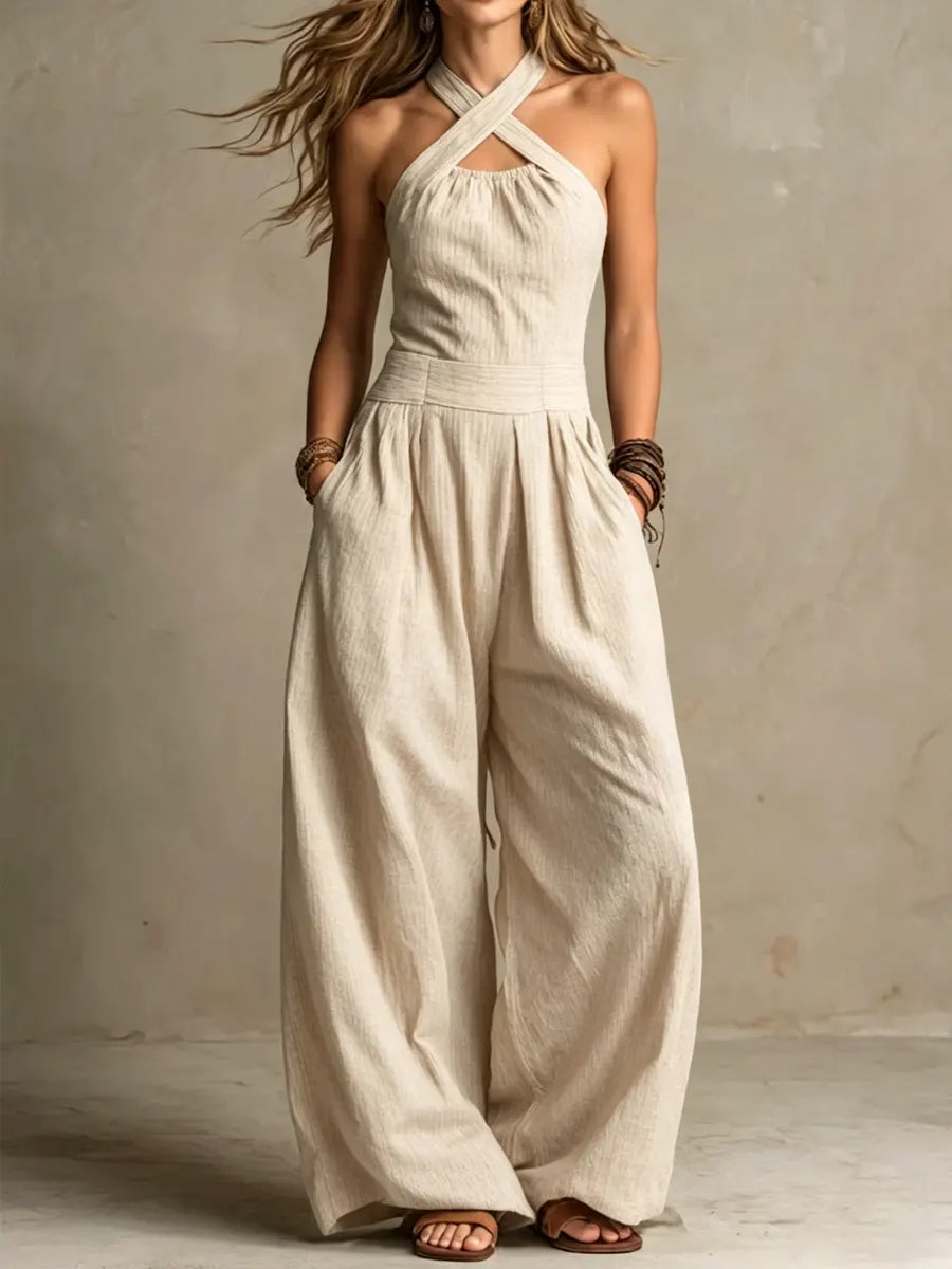 Bianca | Jumpsuit with an Elegant Cross-Over Neckline