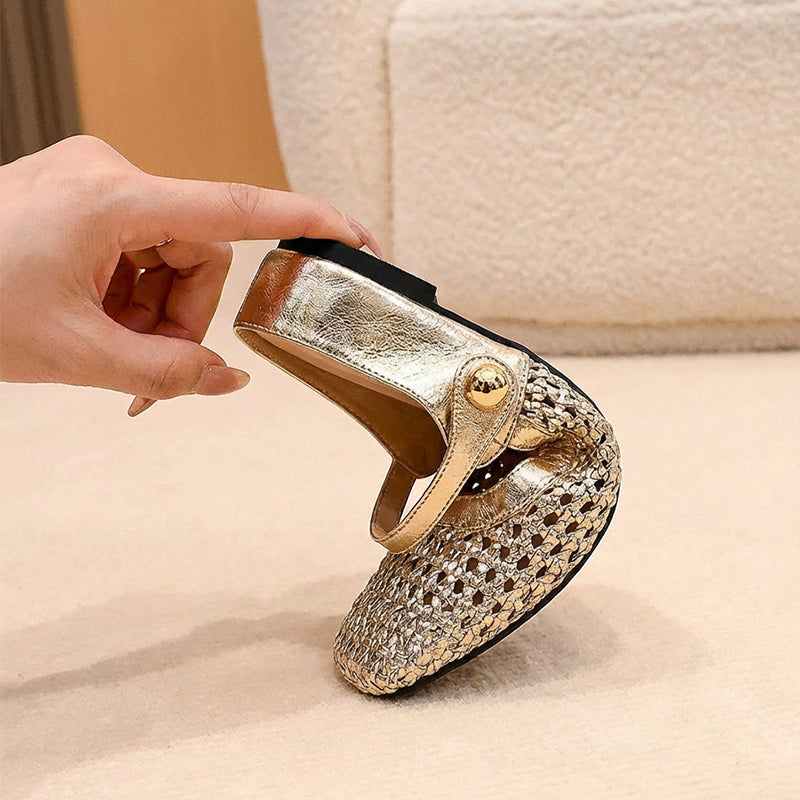 Kaye | Woven Square-Toe Mary Jane Mules